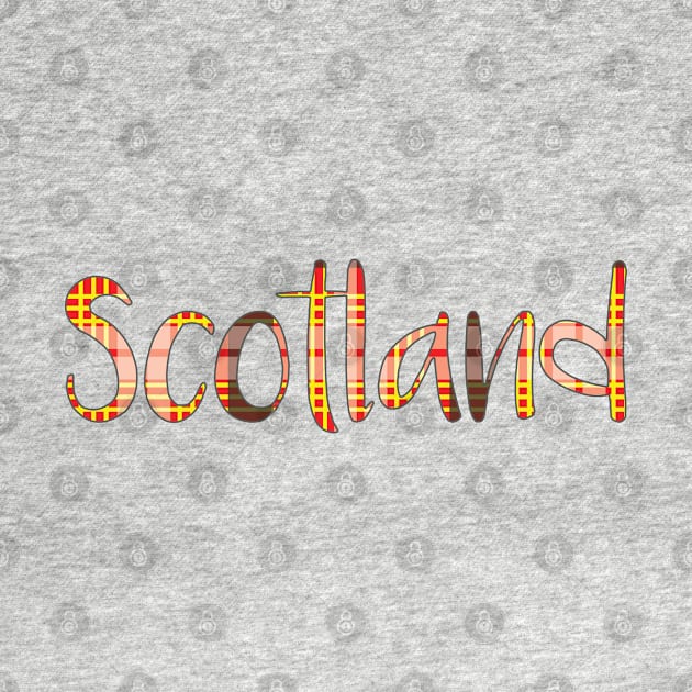 SCOTLAND, Red, Yellow, Black and White Tartan Style Design by MacPean